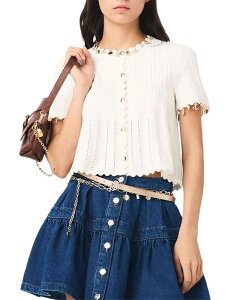 �}�[�W�� ���f�B�[�X �A�E�^�[ �J�[�f�B�K�� Maje Mishell Gold Jewelry Cardigan White �z���C�g