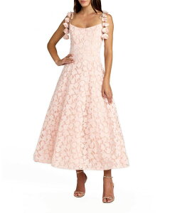 �}�b�N�_�K�� ���f�B�[�X �g�b�v�X �����s�[�X A ���C�� �t�����[�� �~�f�B �t�����[ Mac Duggal Floral Netie Strap Scoop Neck A Line Midi Dress Blossom Pink �s���N