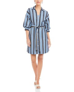 �t�B�t�e�B�[���g�D�G���e�B ���f�B�[�X �g�b�v�X �����s�[�X FIFTEEN TWENTY Blaire Lantern Sleeve Tie Dress Blue/ Cream �N���[��