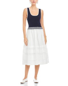 �t�B�t�e�B�[���g�D�G���e�B ���f�B�[�X �g�b�v�X �����s�[�X �~�f�B �R���g���X�g FIFTEEN TWENTY Thea Contrast Midi Dress Navy/ White �z���C�g