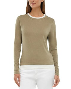 �X���[�h�b�c ���f�B�[�X �g�b�v�X T�V���c Three Dots Veronica Layered Long Sleeve Tee Deep Lichen Green �O���[��