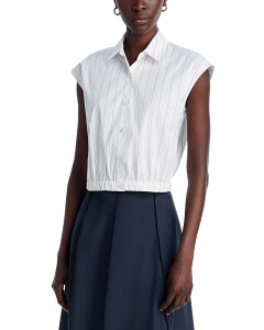 �Z�I���[ ���f�B�[�X �g�b�v�X �V���c �m�[�X���[�u Theory Sleeveless Elasticollared Shirt Lavender Multi ���x���_�[