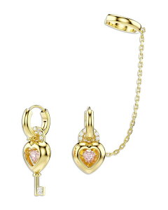 �X�����t�X�L�[ ���f�B�[�X �A�N�Z�T���[ �s�A�X�E�C�������O Swarovskidyllia Stone Heart Lock & Key Mismatchoop With Cuff Earrings Pink �s���N