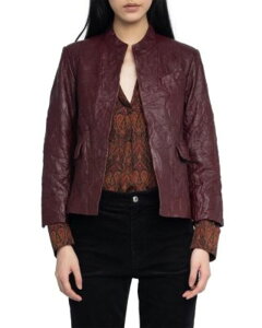 �U�f�B�O �G ���H���e�[�� ���f�B�[�X �A�E�^�[ �W���P�b�g�E�u���]�� ���U�[ Zadig & Voltaire Veryn Cuir Froisse Leather Jacket One-Size