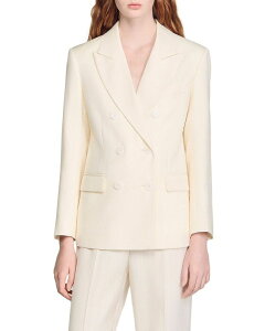 �T���h�� ���f�B�[�X �A�E�^�[ �W���P�b�g�E�u���]�� Sandro Double Breasted Suit Jacket Ecru �G�N����