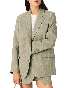 �}�[�W�� ���f�B�[�X �A�E�^�[ �W���P�b�g�E�u���]�� Maje Pinstriped Suit Jacket Khaki �J�[�L