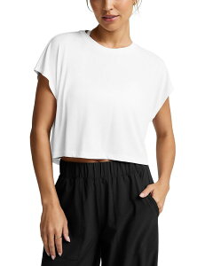 �r�����h���K ���f�B�[�X �g�b�v�X T�V���c �N���b�v�h Beyond Yoga Studio Luxe Cropped Tee White �z���C�g