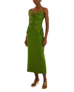 �t�@�[�� ���f�B�[�X �g�b�v�X �����s�[�X �m�[�X���[�u ���l�� FARM Rio Monstera Leaf Linen Sleeveless Dress Green �O���[��