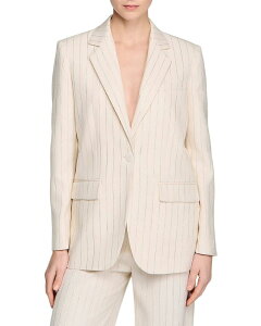 �T���h�� ���f�B�[�X �A�E�^�[ �W���P�b�g�E�u���]�� Sandro Birkin Striped Tailored Jacket Ecru / Silver �G�N����