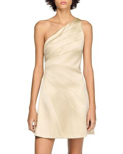 �T���h�� ���f�B�[�X �g�b�v�X �����s�[�X �T�e�� Sandro Short Cutaway Satin Effect Dress Latte