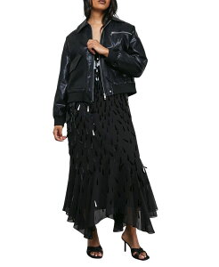 �E�G�A�n�E�X ���f�B�[�X �A�E�^�[ �W���P�b�g�E�u���]�� ���U�[ �t�F�C�N���U�[ Warehouse Faux Leather Distressed Bomber Jacket Black �u���b�N