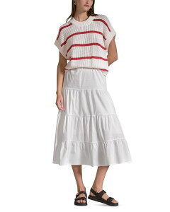 �G���� ���f�B�[�X �g�b�v�X �����s�[�X �~�f�B �Z�[�^�[ Elan Mixed Media Sweater Midi Dress White/Whitered Stripe �z���C�g