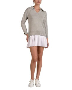 �G���� ���f�B�[�X �A�E�^�[ �j�b�g�E�Z�[�^�[ Elan Layered Look Sweater Dress Grey/ White �z���C�g