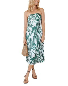 �x���_�[�� ���f�B�[�X �g�b�v�X �����s�[�X �~�f�B �X�g���b�v���X Bella Dahl Flowy Strapless Midi Dress Palm Paradise