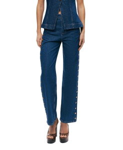�m�N�`���[�� ���f�B�[�X �{�g���X �J�W���A���p���c �f�j�� NOCTURNEyelet Detail Wide-Leg Denim Pants in Medium Navy �l�C�r�[