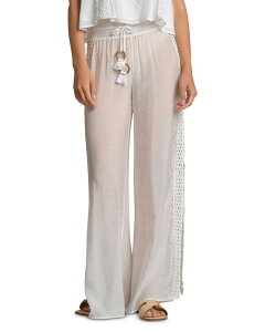 �G���� ���f�B�[�X �{�g���X �J�W���A���p���c ���C�h���b�O ���[�X Elan Lace Inset Wide Leg Swim Cover-Upants White �z���C�g