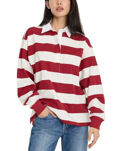 �O�b�h�A�����J�� ���f�B�[�X �g�b�v�X T�V���c Good American Oversized Rugby Tee Merlot/Chalk Stripe �`���[�N