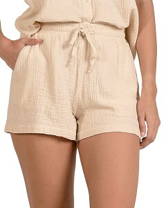 �G���� ���f�B�[�X �{�g���X �n�[�t�p���c�E�V���[�c �V���[�g�p���c Elan Textured Swim Cover-Up Shorts Natural