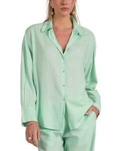 �G���� ���f�B�[�X �g�b�v�X �V���c �{�^���_�E�� Elan Collared Button Down Shirt Swim Cover-Up Mint �~���g