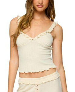 �A�f�B�N�e�b�h ���f�B�[�X �g�b�v�X �^���N�g�b�v �t���� Edikted Posy Ruffle Pointelle Tank Top One-Size
