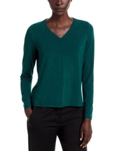 �G�C���[���t�B�b�V���[ ���f�B�[�X �g�b�v�X �V���c V�l�b�N �j�b�g �W���[�W�[ Eileen Fisher Fine Stretch Jersey Knit V Neck Top One-Size