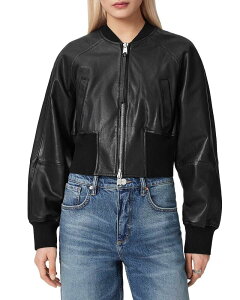 �I�[���Z�C���c ���f�B�[�X �A�E�^�[ �W���P�b�g�E�u���]�� ���U�[ ALLSAINTSuri Leather Bomber Jacket Black �u���b�N
