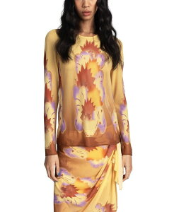 �A�i�X�C ���f�B�[�X �g�b�v�X �V���c ���b�V�� Anna Sui Sunburst Mesh Top Sunset Multi �}���`�J���[