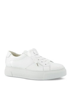 �|�[���E�O���[�� ���f�B�[�X �V���[�Y �X�j�[�J�[ �v���b�g�t�H�[�� Paul Green Women's Dumont Platform Sneakers White Crinkled Patent �z���C�g