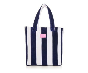 �A�N�A ���f�B�[�X �o�b�O �p�C�� AQUA Striped Terry Beach Tote - Exclusive Navy �l�C�r�[