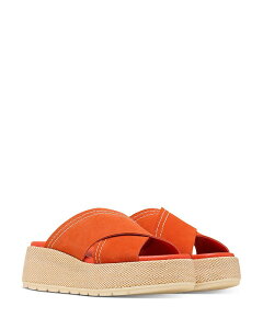 �\���� ���f�B�[�X �V���[�Y �T���_�� �v���b�g�t�H�[�� Sorel Women'sUNPEAK Platform Sandals Crimson Fire/Honey White �z���C�g
