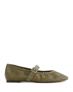 ���C�h�E�F�� ���f�B�[�X �V���[�Y �p���v�X ���U�[ Madewell Women's Remy Diamond Perforated Leather Mary Jane Flats Worn Olive �I���[�u