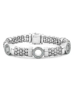 ���S�X ���f�B�[�X �A�N�Z�T���[ �u���X���b�g�E�o���O���E�A���N���b�g LAGOSterling Silver Caviar Spark Diamond Circle Bead Link Bracelets One-Size �V���o�[