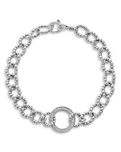 ���S�X ���f�B�[�X �A�N�Z�T���[ �u���X���b�g�E�o���O���E�A���N���b�g LAGOSterling Silver Caviar Spark Diamond Circle Bead Open Link Chain Bracelets One-Size �V���o�[