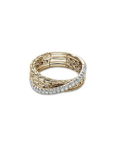�W�����E�n�[�f�B�[ ���f�B�[�X �A�N�Z�T���[ �����O JOHN HARDY 14K Yellow Gold JH Essential Diamond Crossoveringold �S�[���h