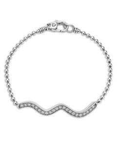 ���S�X ���f�B�[�X �A�N�Z�T���[ �u���X���b�g�E�o���O���E�A���N���b�g LAGOSterling Silver Caviar Spark Diamond Wavy Bead Bracelet Collectione-Size �V���o�[