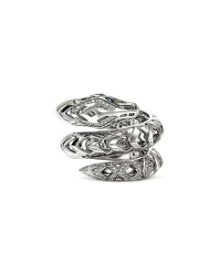 �W�����E�n�[�f�B�[ �����Y �A�N�Z�T���[ �����O JOHN HARDY Men'sterling Silver NAGA Diamond & Blue Sapphire Dragon Ring Silver �V���o�[