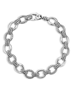 ���S�X ���f�B�[�X �A�N�Z�T���[ �u���X���b�g�E�o���O���E�A���N���b�g LAGOSterling Silver Signature Caviar Oval Fluted Smallink Bracelet Silver �V���o�[