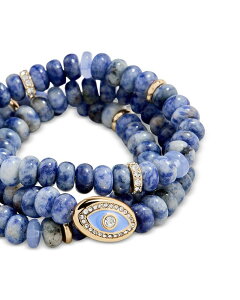 �o�E�u���o�[ ���f�B�[�X �A�N�Z�T���[ �u���X���b�g�E�o���O���E�A���N���b�g BAUBLEBAR Energy Aligned Evil Eye Stone Bracelet Set Dark Blue �u���[