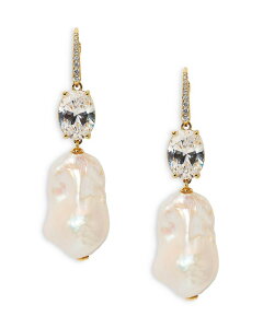 �i�f�B�[�� ���f�B�[�X �A�N�Z�T���[ �s�A�X�E�C�������O Nadri Madrid Cubic Zirconia & Cultured Freshwater Pearl Double Drop Earrings Gold �S�[���h