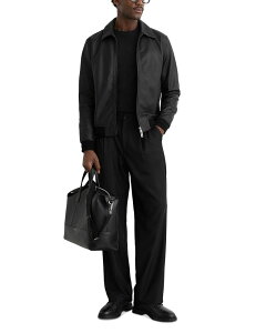 ���C�X �����Y �A�E�^�[ �W���P�b�g�E�u���]�� �t���W�b�v ���U�[ REISS Leather Zip Through Jacket Black �u���b�N