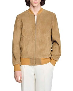�T���h�� �����Y �A�E�^�[ �W���P�b�g�E�u���]�� ���U�[ Sandro Monaco Zip Up Split Leather Jacket Cappucino