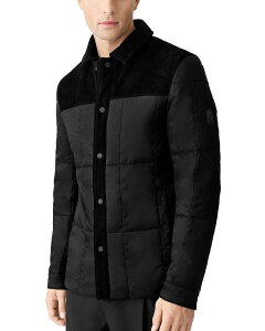 �}�b�J�[�W�� �����Y �g�b�v�X �V���c �X�G�[�h Mackage Henrik Mixed-Media Suede Shirt Black �u���b�N