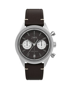 �^�C���b�N�X ���f�B�[�X �A�N�Z�T���[ �r���v ���U�[ Timex Marlin Jet Quartz Chronograph Leather Strap Watch 40mm Brown �u���E��