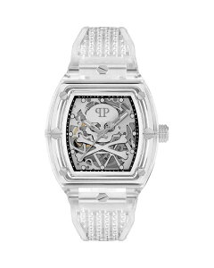 �t�B���b�v�v���C�� ���f�B�[�X �A�N�Z�T���[ �r���v PHILIPPLEIN The $keleton Crystal Automatic Watch 44mm x 56.2mm Transparent