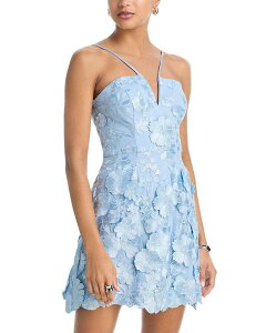 �A�N�A ���f�B�[�X �g�b�v�X �����s�[�X �~�j AQUA 3D Flower Spaghetti Strap Mini Dress - Exclusive Light Blue �u���[
