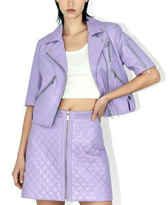 �G�[�G�X�o�C�f�B�[�G�t ���f�B�[�X �A�E�^�[ �W���P�b�g�E�u���]�� ���U�[ AS by DF Nico Recycled Leather Jacket Pastelilac ���C���b�N