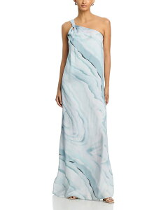 �{�X ���f�B�[�X �g�b�v�X �����s�[�X BOSS Dantea One Shoulder Dress - Exclusive Pale Lagoon Ocean Tide Print
