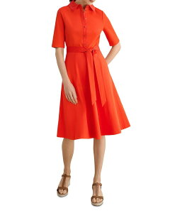 �z�b�u�X�����h�� ���f�B�[�X �g�b�v�X �V���c HOBBS LONDON Loretta Shirt Dress Tomato Red ���b�h