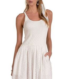�G���� ���f�B�[�X �g�b�v�X �����s�[�X �}�L�V Elan Mixed Media Maxi Dress White �z���C�g