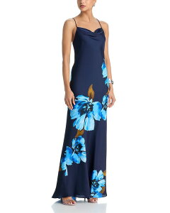 �A�N�A ���f�B�[�X �g�b�v�X �����s�[�X �T�e�� AQUA Satin Dress with Beaded Straps - Exclusive Navy/aqua �l�C�r�[